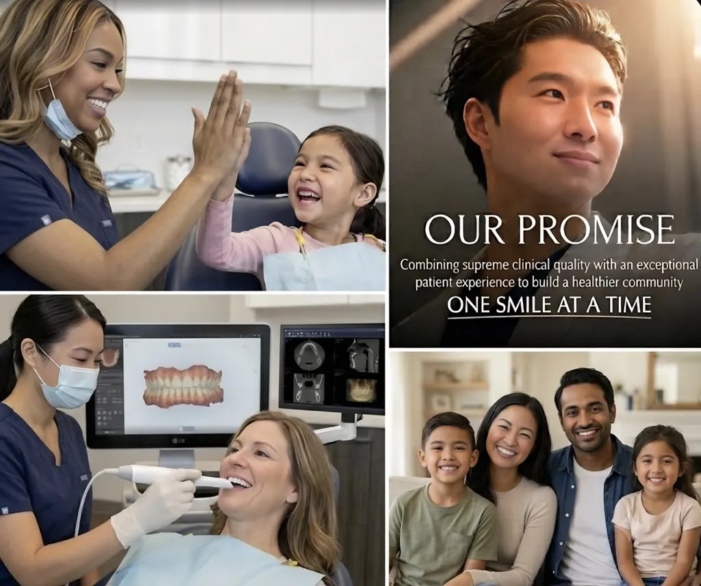 Hometown Dental office, team, and patient care collage